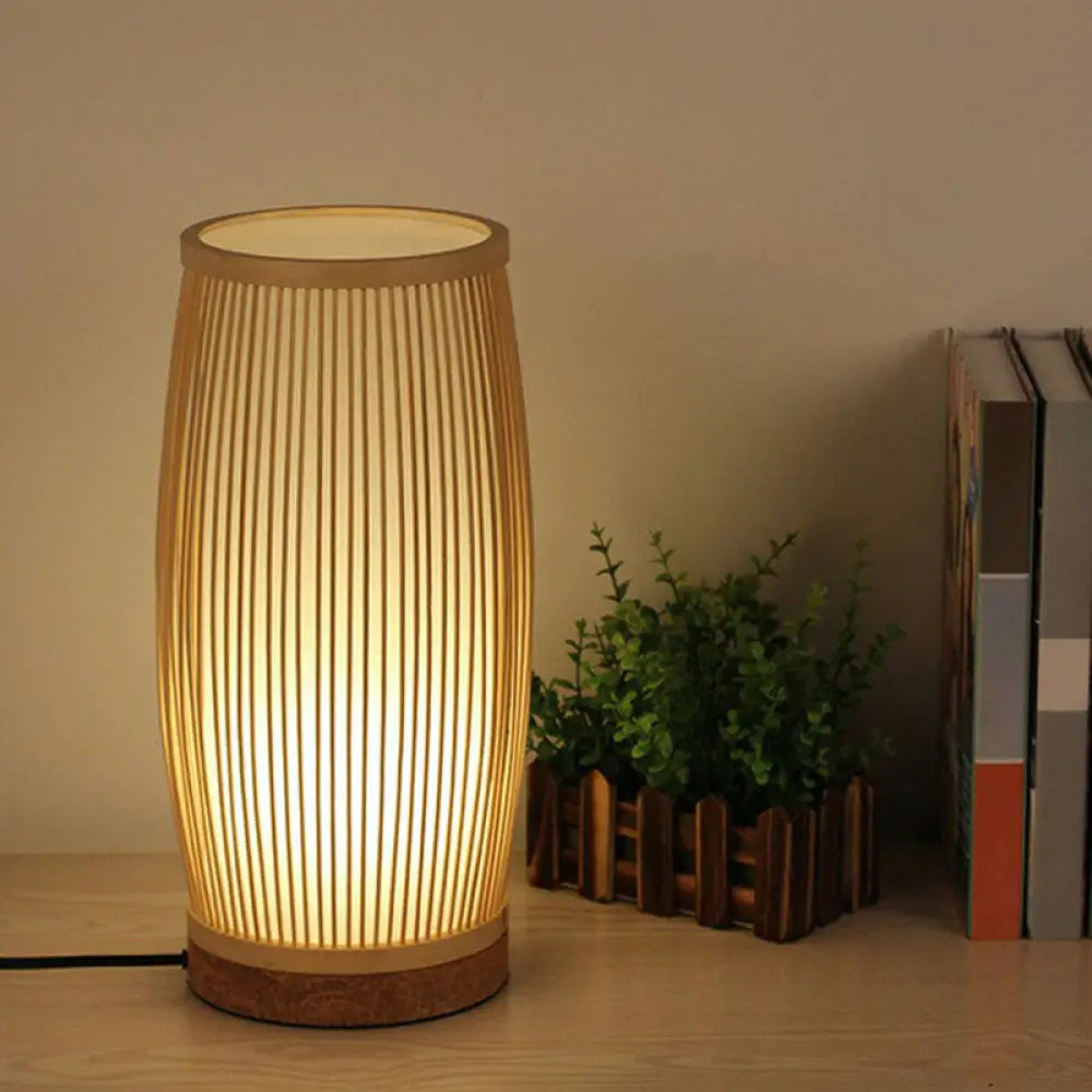 Lámpara de mesa de bambú de 1 luz - Diseño elegante y minimalista - Perfecta para el salón o la mesita de noche