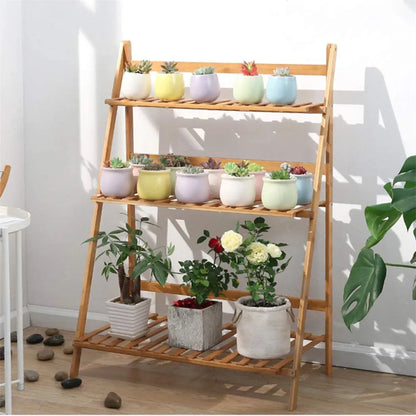 Bamboo 3 Tier Plant Shelf Stand
