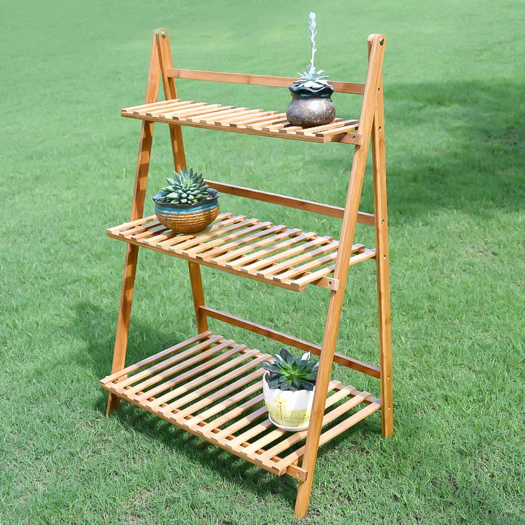 Bamboo 3 Tier Plant Shelf Stand