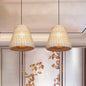 Bamboo Asia Pendant Light - Khaki Suspension Fixture for Dining Table