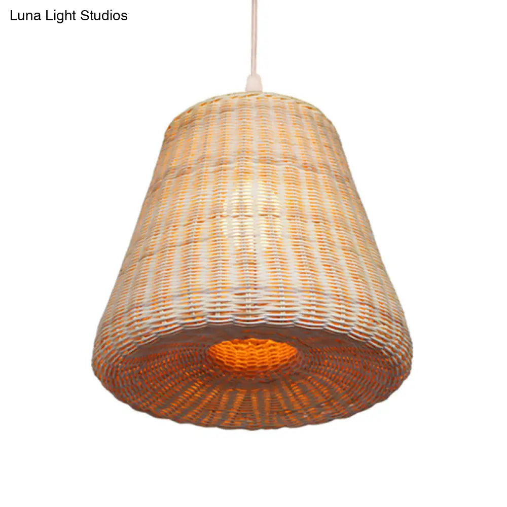 Bamboo Asia Pendant Light - Khaki Suspension Fixture for Dining Table