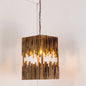 Bamboo Cuboid Pendant Lamp: Industrial Suspension Light with 1 Bulb for Restaurant Ceilings - Brown