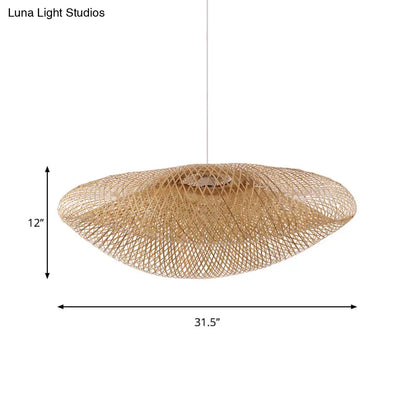 Bamboo Handmade Wood Ceiling Light with Suspension for Traditional Touch - 1 Bulb