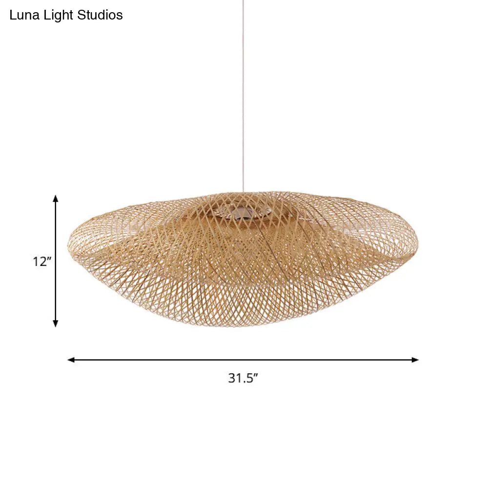 Bamboo Handmade Wood Ceiling Light with Suspension for Traditional Touch - 1 Bulb