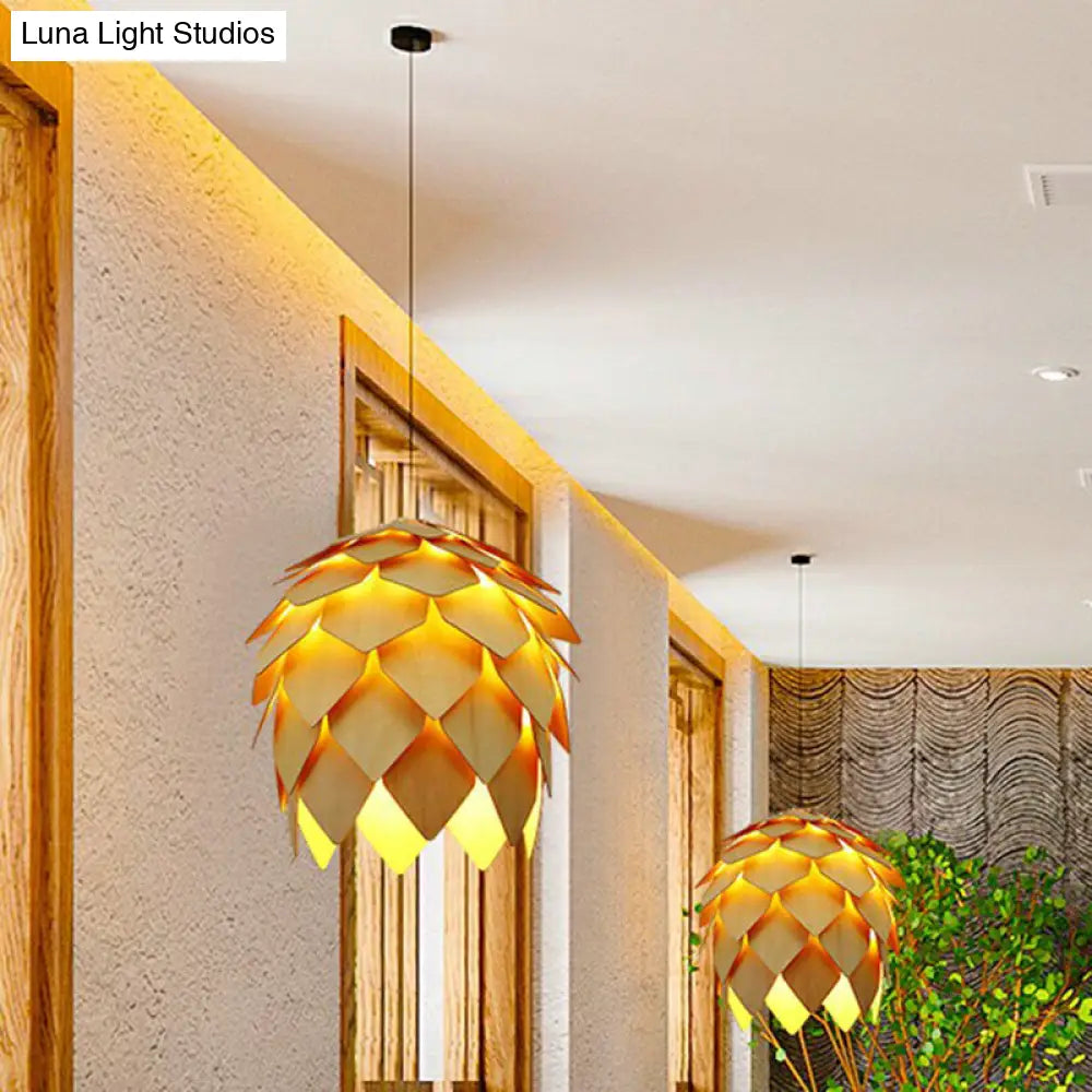 Bamboo Hanging Lamp: Handcrafted Asian Style with 1 Bulb for Tea Room