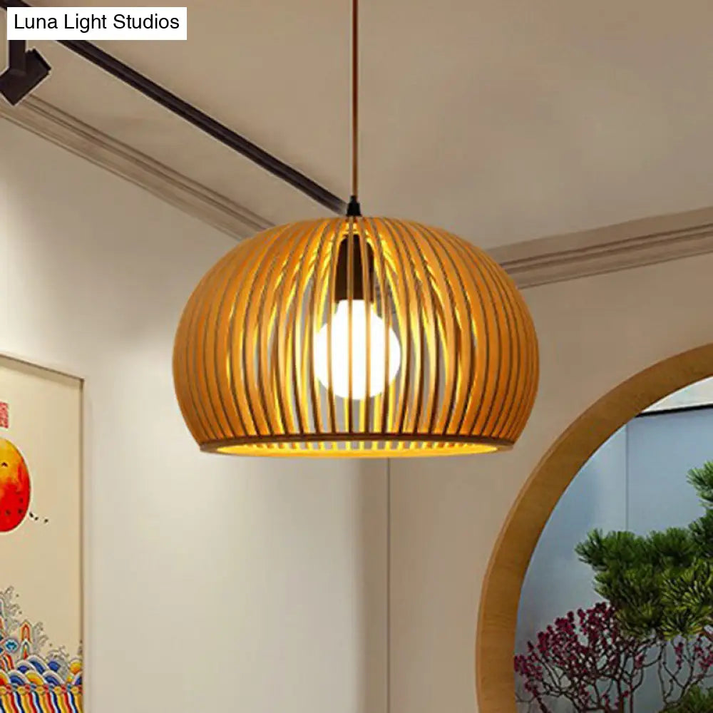 Bamboo Hanging Lamp: Handcrafted Asian Style with 1 Bulb for Tea Room