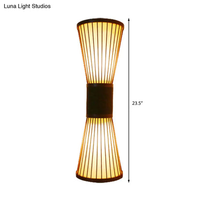 DecorBites™ DecorBites™ Bamboo Hourglass Sconce Light - Modern Wall Lighting Fixture with 2 Bulbs in Bronze for Living Room
