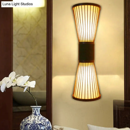 DecorBites™ DecorBites™ Bamboo Hourglass Sconce Light - Modern Wall Lighting Fixture with 2 Bulbs in Bronze for Living Room