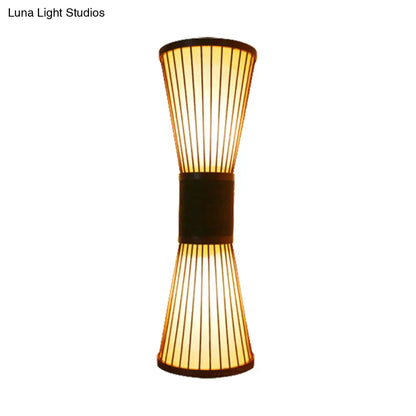 DecorBites™ DecorBites™ Bamboo Hourglass Sconce Light - Modern Wall Lighting Fixture with 2 Bulbs in Bronze for Living Room
