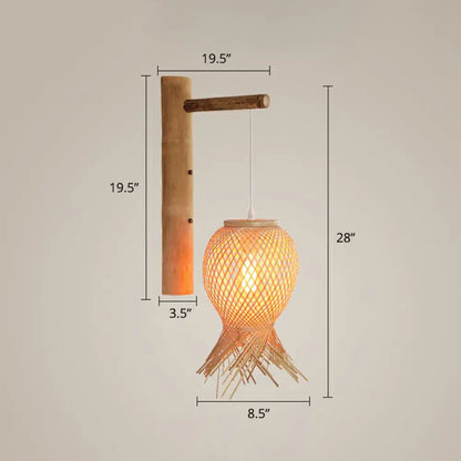 DecorBites™ DecorBites™ Bamboo Octopus Bedside Wall Lamp: Japanese Wood Light Fixture
