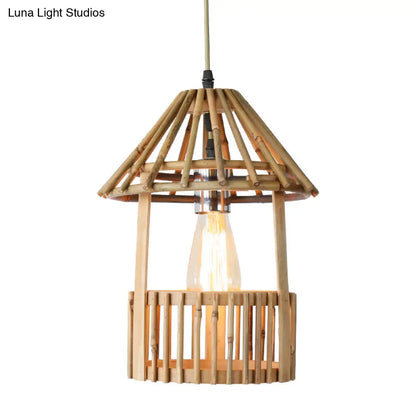 Bamboo Pavilion Pendant Light Kit for Dining Room