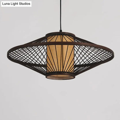 Bamboo Pendant Light: Chinese Style Coffee Cage Suspension, 1-Light Fixture