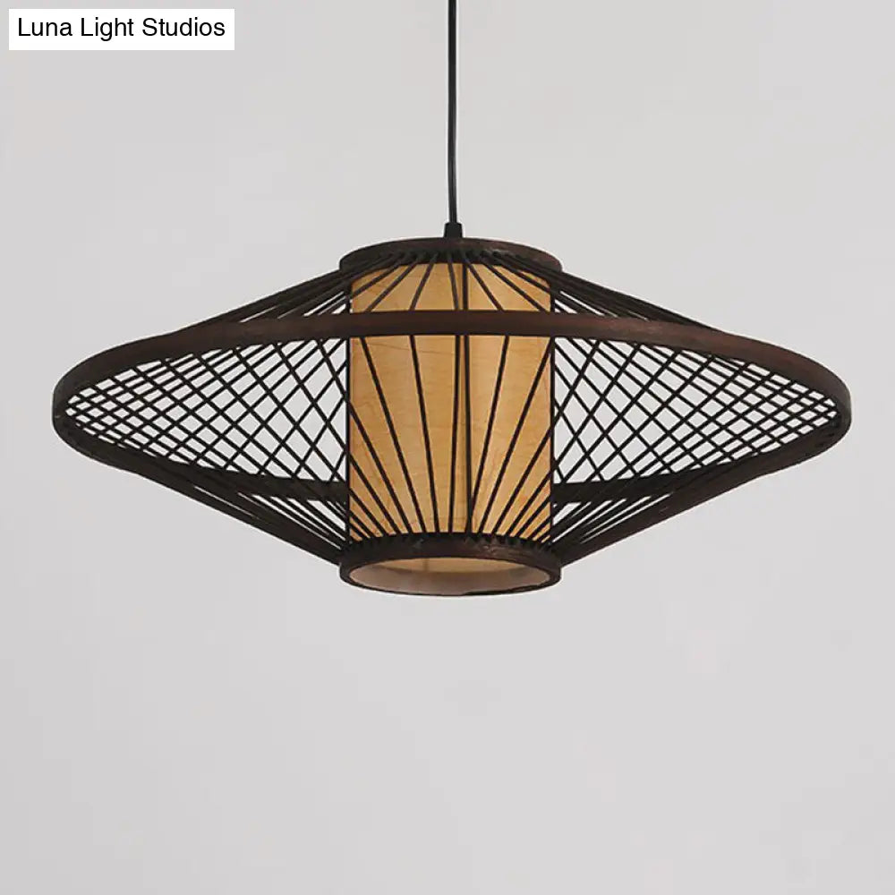 Bamboo Pendant Light: Chinese Style Coffee Cage Suspension, 1-Light Fixture