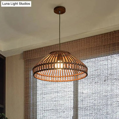 Bamboo Pendant Light: Chinese Style Coffee Cage Suspension, 1-Light Fixture