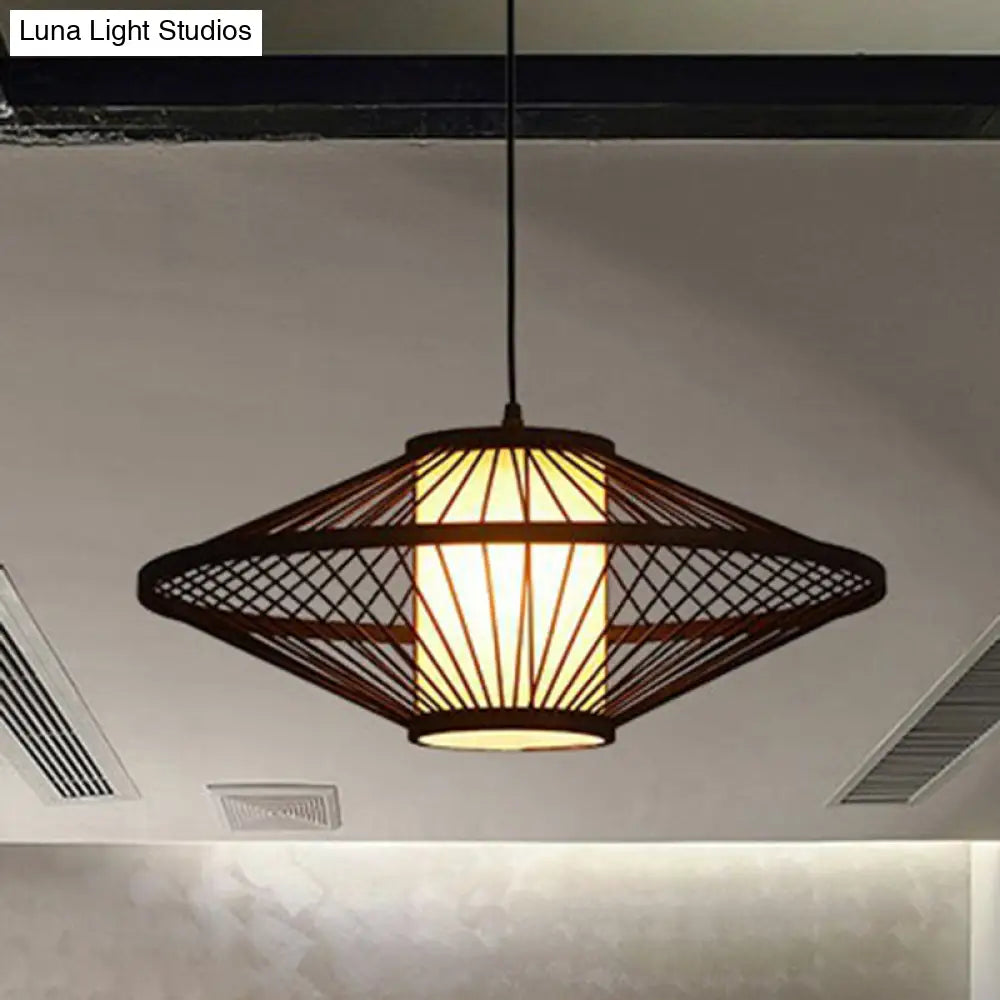 Bamboo Pendant Light: Chinese Style Coffee Cage Suspension, 1-Light Fixture