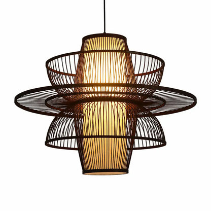 Bamboo Pendant Light: Chinese Style Coffee Cage Suspension, 1-Light Fixture