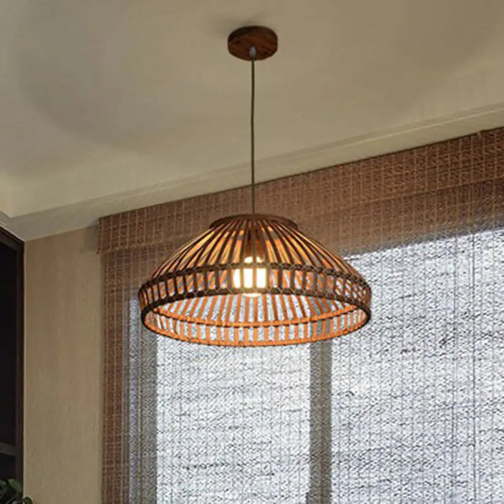 Bamboo Pendant Light: Chinese Style Coffee Cage Suspension, 1-Light Fixture