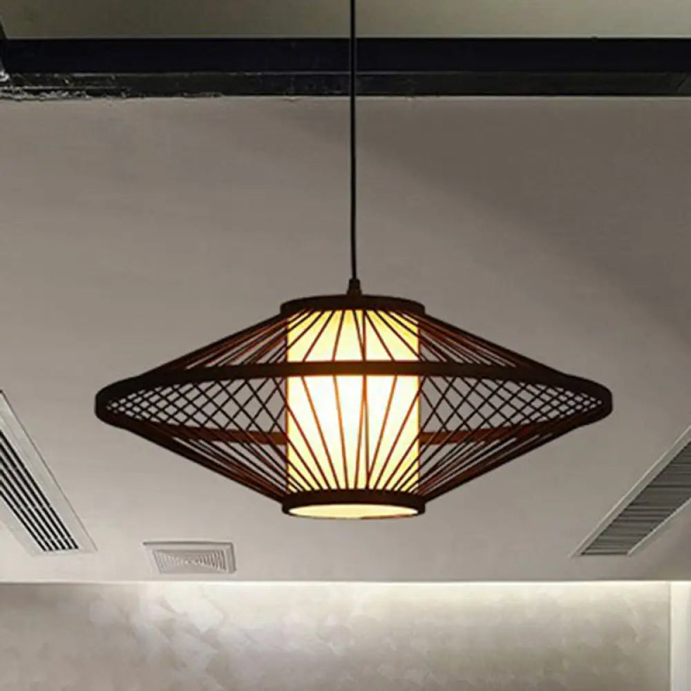 Bamboo Pendant Light: Chinese Style Coffee Cage Suspension, 1-Light Fixture