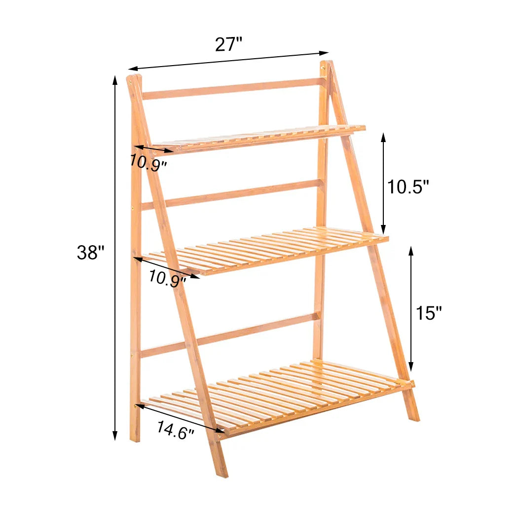 Bamboo Plant Stand Organizer Shelf - Indoor/Outdoor