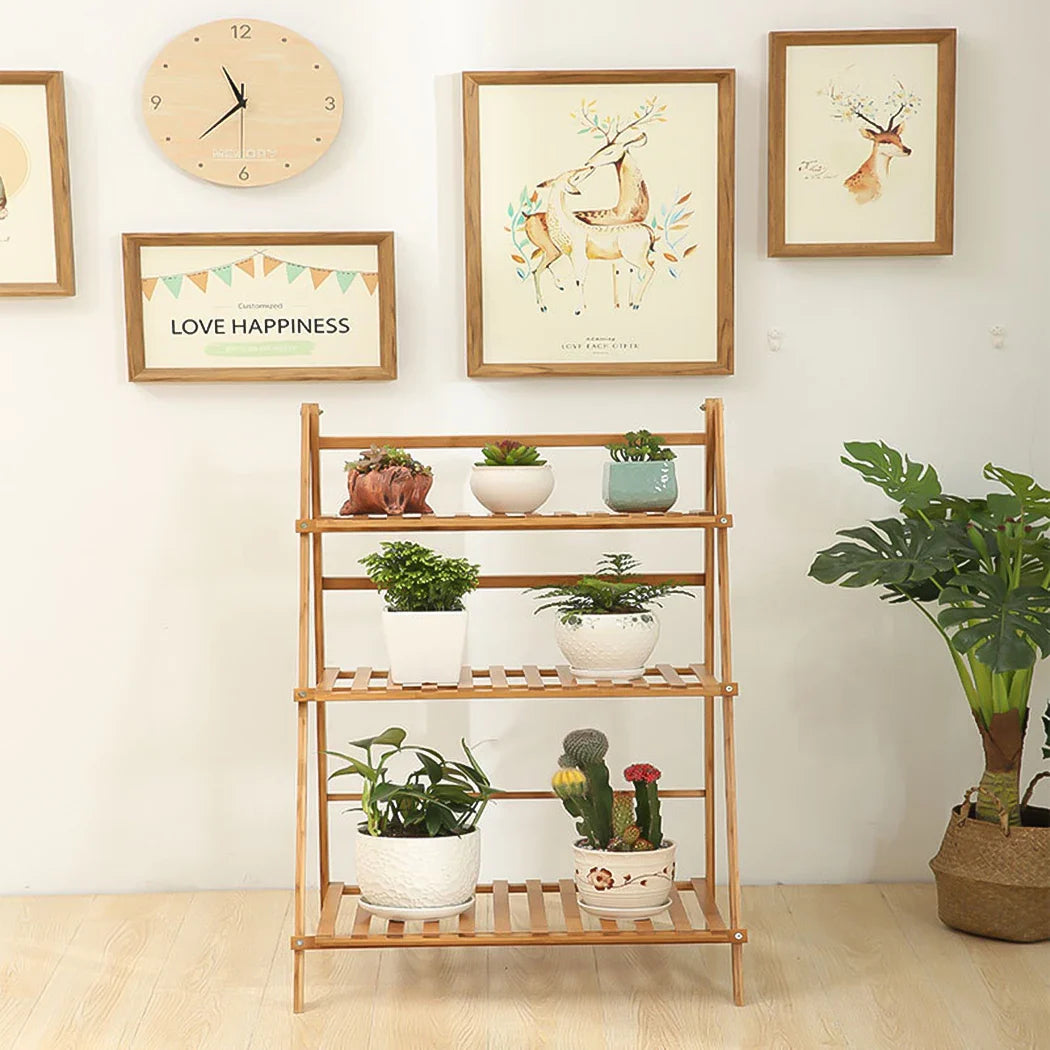 Bamboo Plant Stand Organizer Shelf - Indoor/Outdoor