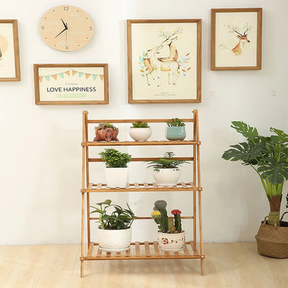 Bamboo Plant Stand Organizer Shelf - Indoor/Outdoor