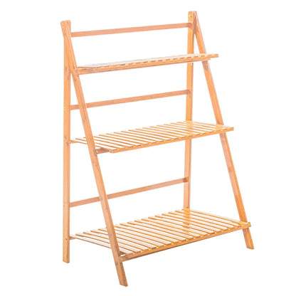 Bamboo Plant Stand Organizer Shelf - Indoor/Outdoor - Natural Wood / GERMANY