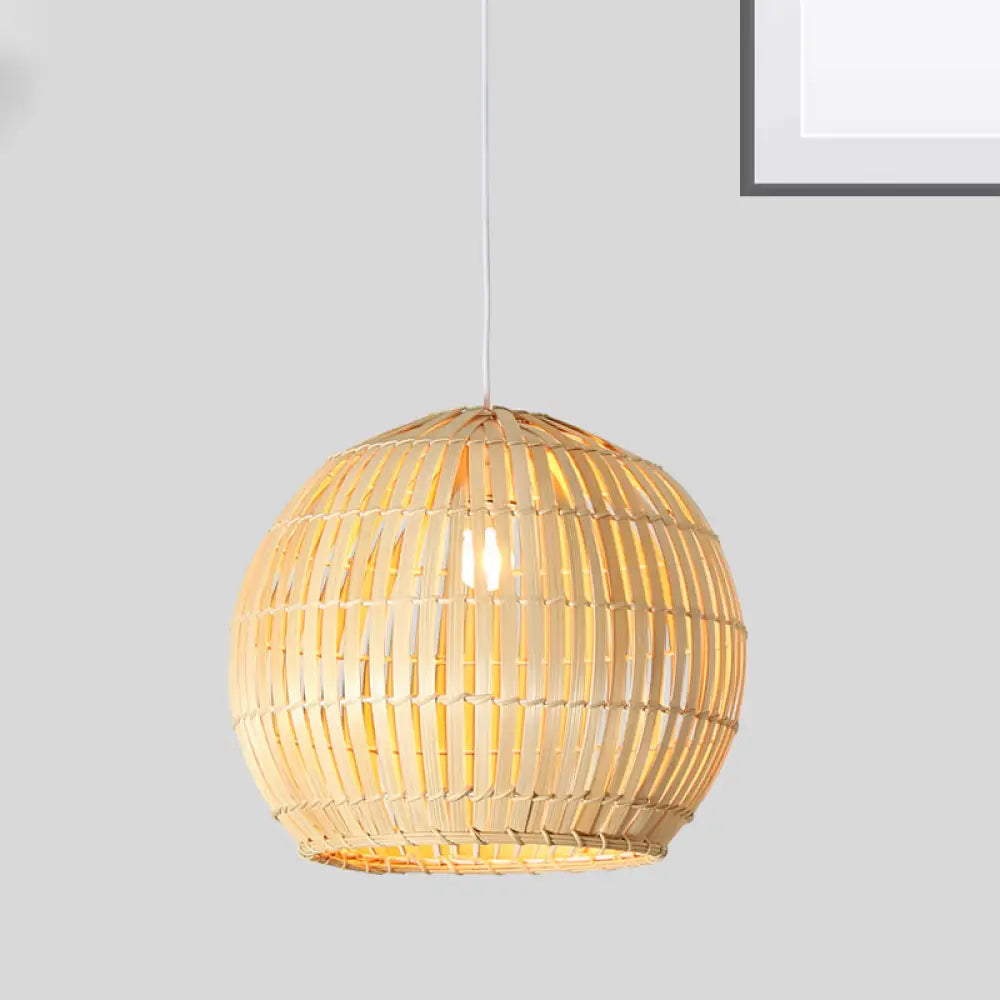 Bamboo Sphere Pendant Lighting Kit - 12"/16"/19.5" Wide Wood Hanging Lamp with 1 Bulb