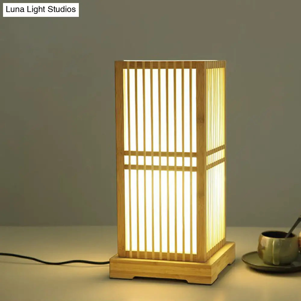 Lámpara de mesilla de noche Bamboo Tea Room – Iluminación de mesa individual contemporánea en madera