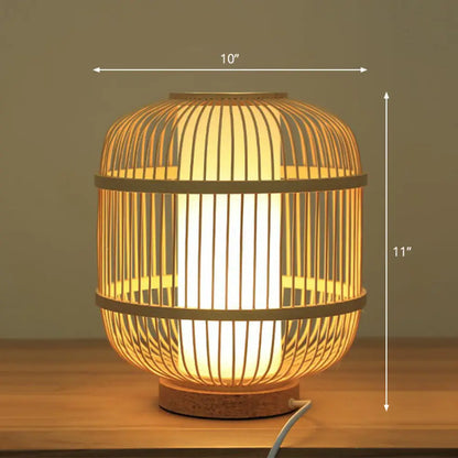 Lámpara de mesilla de noche Bamboo Tea Room – Iluminación de mesa individual contemporánea en madera