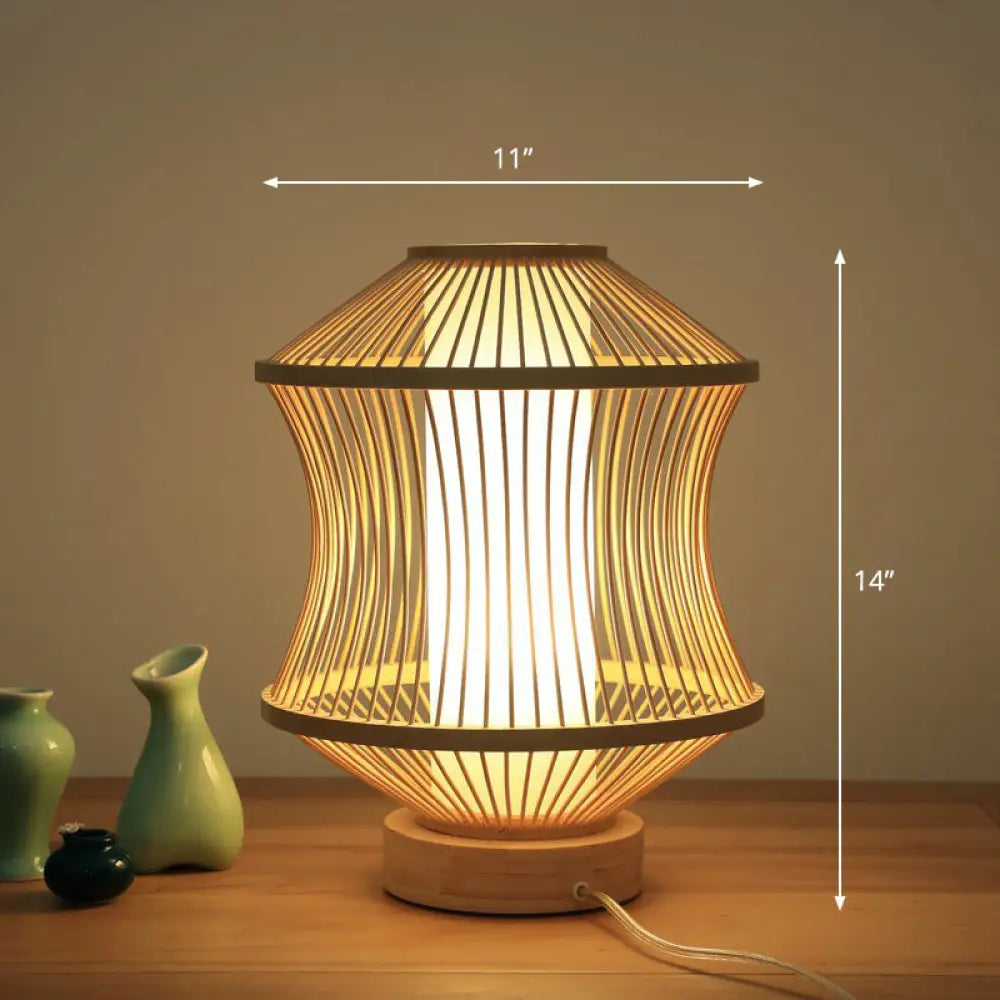 Lámpara de mesilla de noche Bamboo Tea Room – Iluminación de mesa individual contemporánea en madera