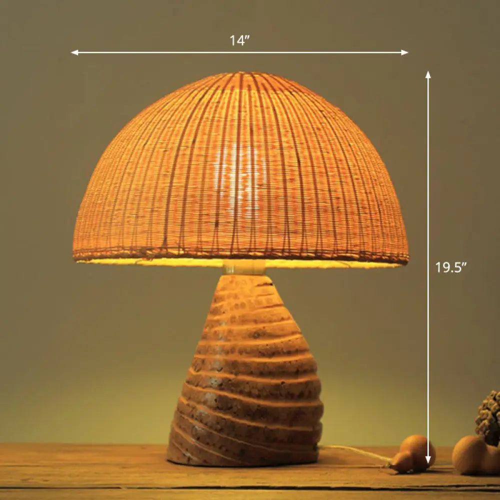 Lámpara de mesilla de noche Bamboo Tea Room – Iluminación de mesa individual contemporánea en madera