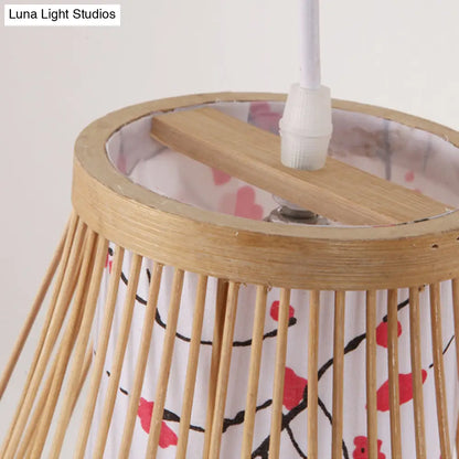 ديكوربايتس™ - مصباح حائط داخلي بيج مستوحى من الطراز الآسيوي مع غطاء أسطواني داخلي