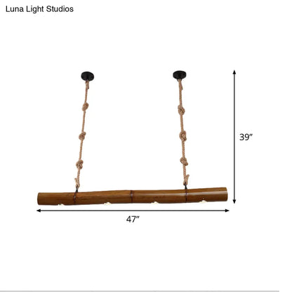 ديكوربايتس™ إضاءة جزيرة من أنبوب الخيزران - مصباح معلق ريفي مع 4 لمبات، أصفر وبني، مع حبل متضمن