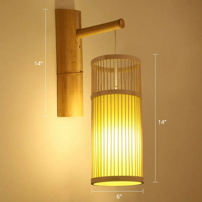DecorBites™ DecorBites™ Bamboo Weaving Lantern Wall Sconce - Chinese Style Wood Wall Hanging Light for Corridor