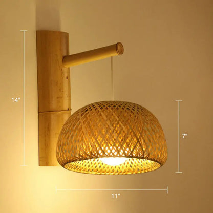 DecorBites™ DecorBites™ Bamboo Weaving Lantern Wall Sconce - Chinese Style Wood Wall Hanging Light for Corridor