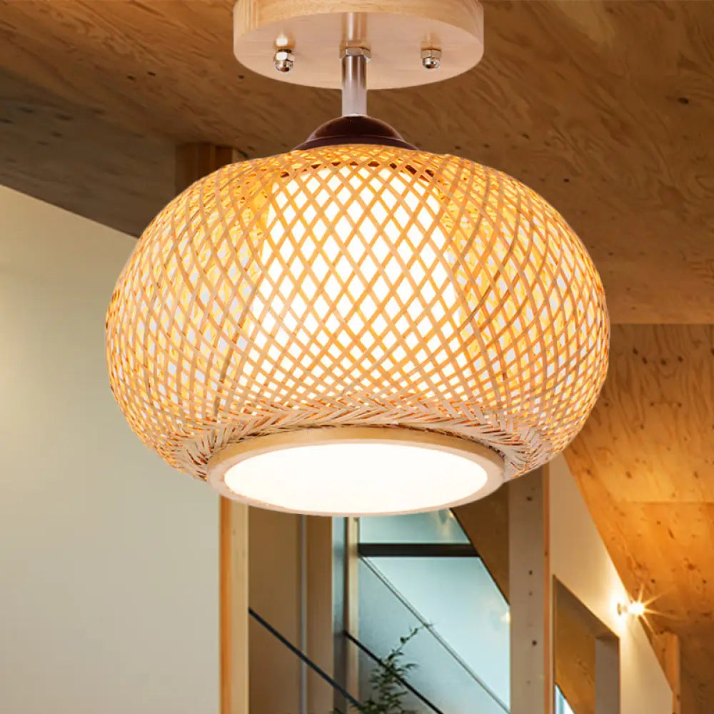 Lámpara de techo semiempotrada DecorBites™ de bambú y madera - 10"/14"/16" de ancho