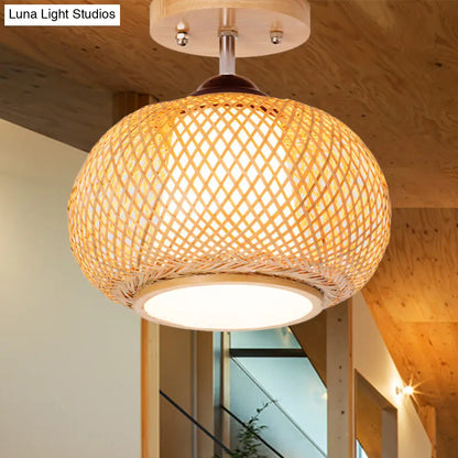 Lámpara de techo semiempotrada DecorBites™ de bambú y madera - 10"/14"/16" de ancho