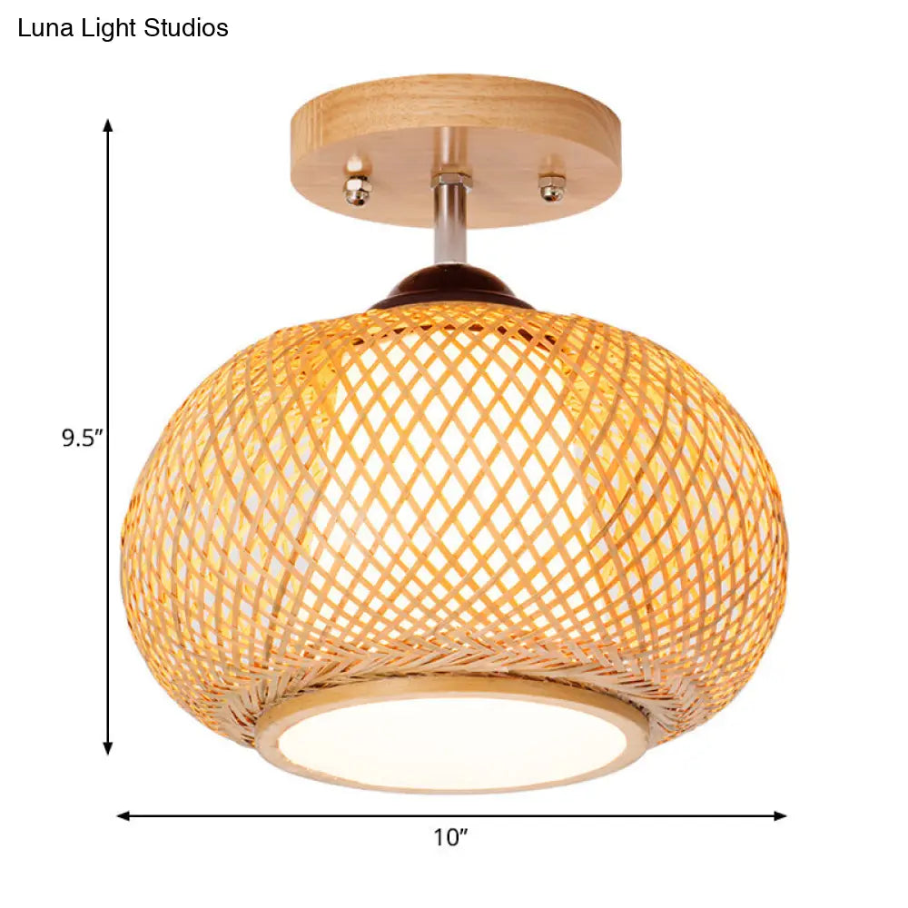 Lámpara de techo semiempotrada DecorBites™ de bambú y madera - 10"/14"/16" de ancho