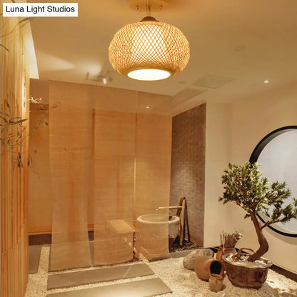 Lámpara de techo semiempotrada DecorBites™ de bambú y madera - 10"/14"/16" de ancho