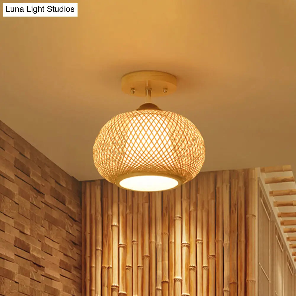 Lámpara de techo semiempotrada DecorBites™ de bambú y madera - 10"/14"/16" de ancho