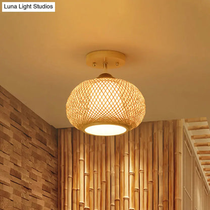 Lámpara de techo semiempotrada DecorBites™ de bambú y madera - 10"/14"/16" de ancho