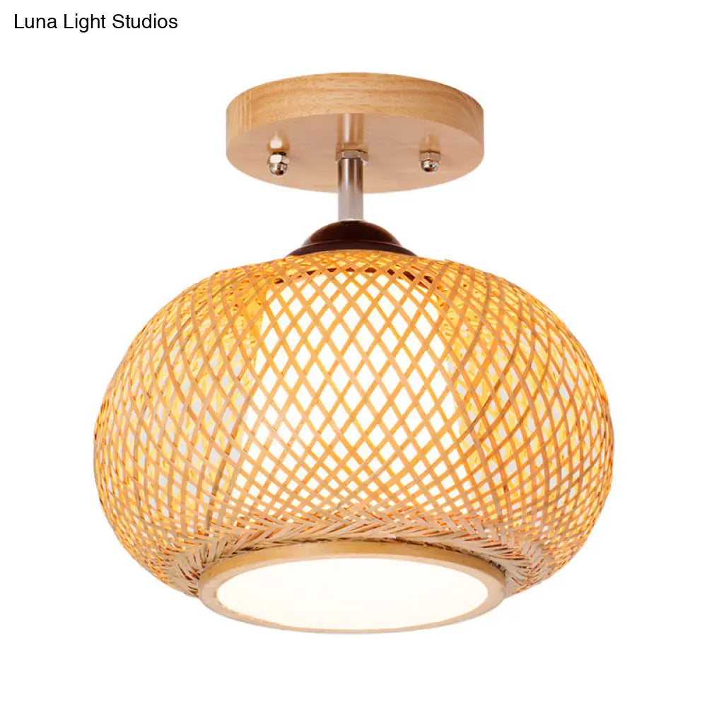 Lámpara de techo semiempotrada DecorBites™ de bambú y madera - 10"/14"/16" de ancho