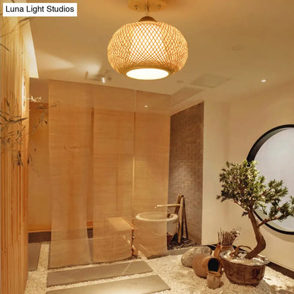 Lámpara de techo semiempotrada DecorBites™ de bambú y madera - 10"/14"/16" de ancho