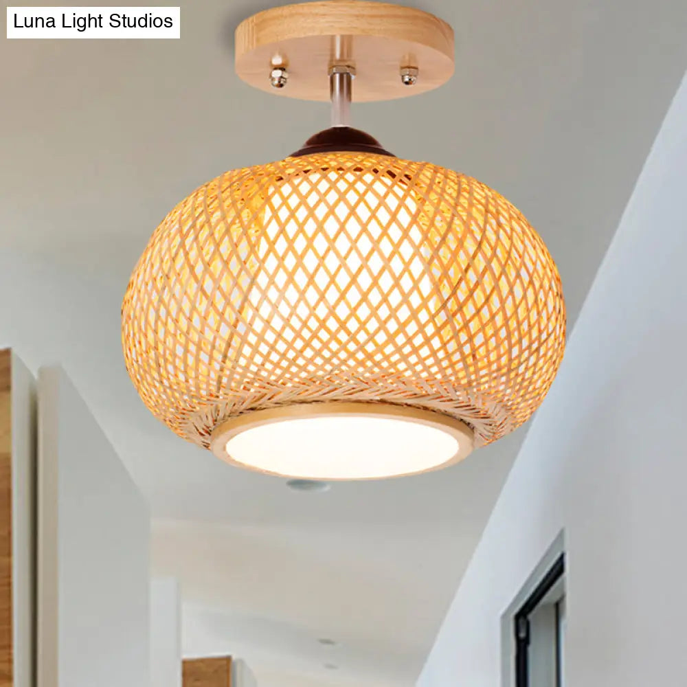 Lámpara de techo semiempotrada DecorBites™ de bambú y madera - 10"/14"/16" de ancho