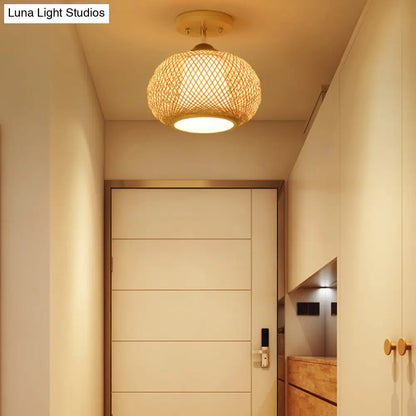 Lámpara de techo semiempotrada DecorBites™ de bambú y madera - 10"/14"/16" de ancho