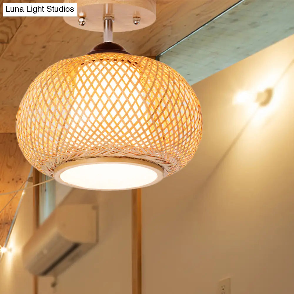 Lámpara de techo semiempotrada DecorBites™ de bambú y madera - 10"/14"/16" de ancho