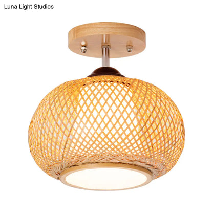 Lámpara de techo semiempotrada DecorBites™ de bambú y madera - 10"/14"/16" de ancho