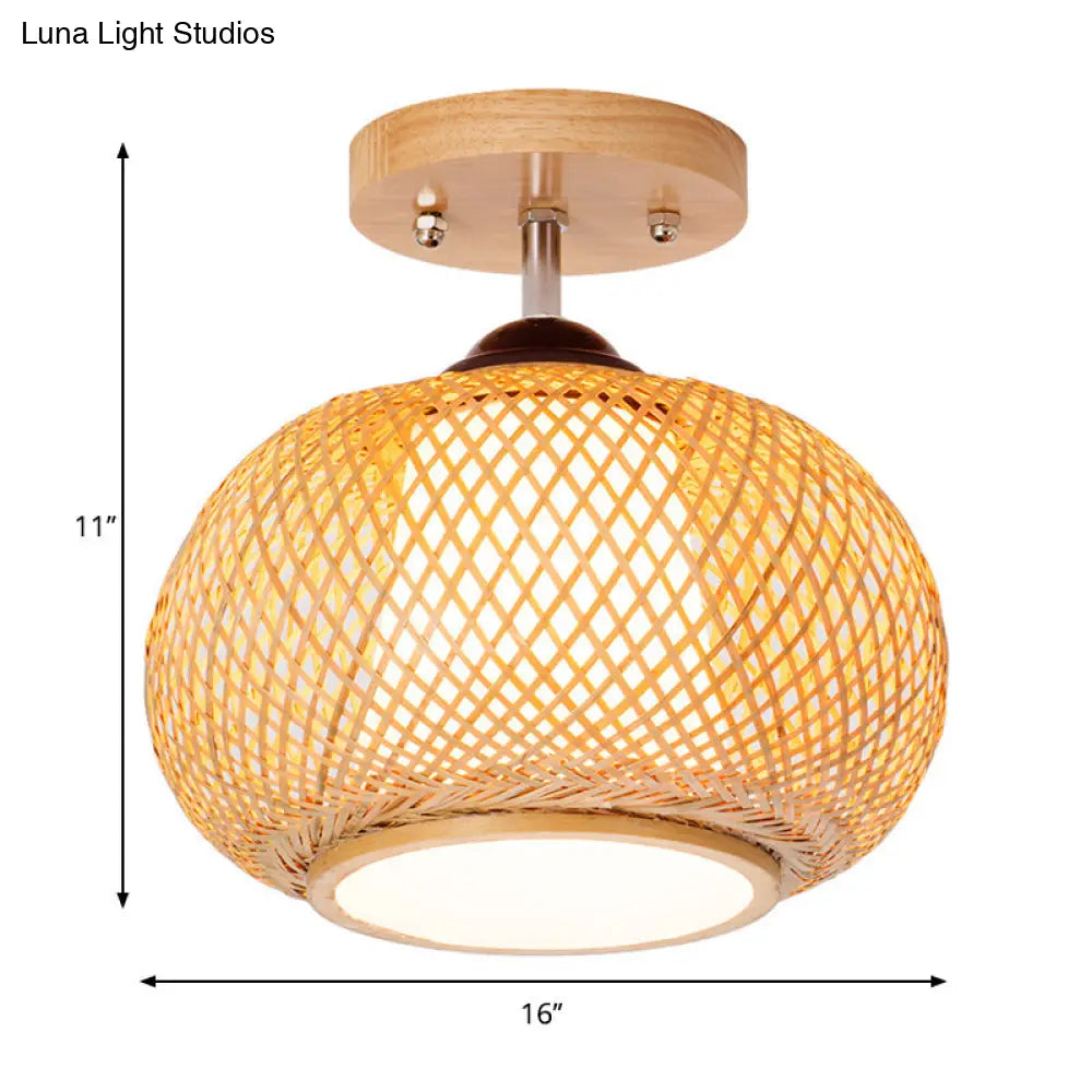 Lámpara de techo semiempotrada DecorBites™ de bambú y madera - 10"/14"/16" de ancho