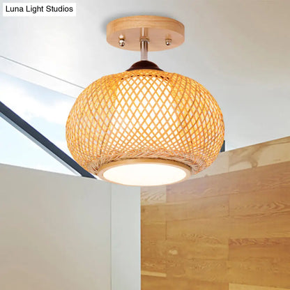 Lámpara de techo semiempotrada DecorBites™ de bambú y madera - 10"/14"/16" de ancho