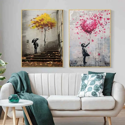 Banksy Boy Girl Balloon Canvas Wall Art
